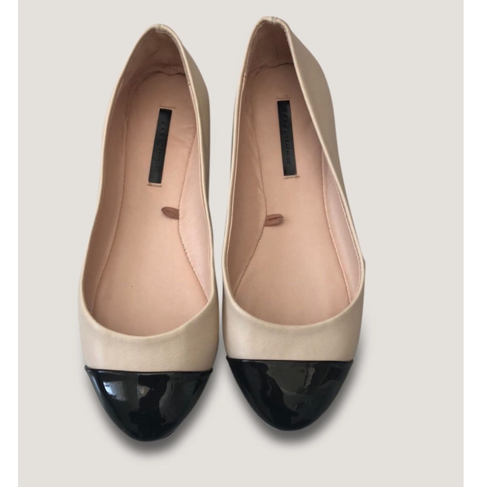 Zara Cream and Black Flats
